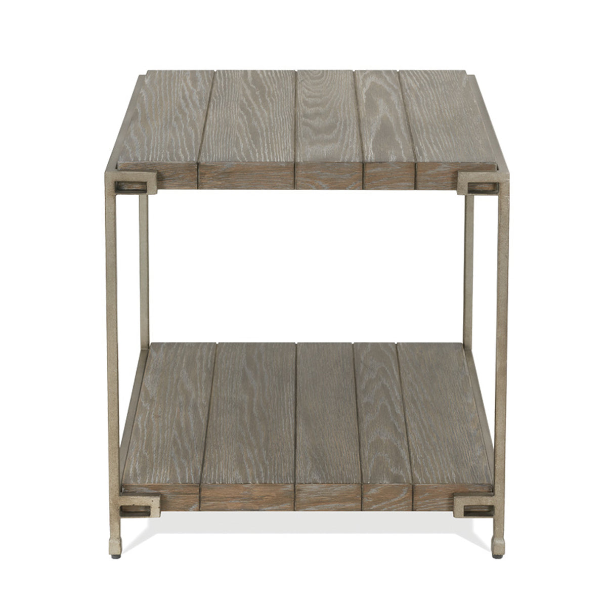 Corbeta Metal Frame Wood Living Room End Table with Shelf