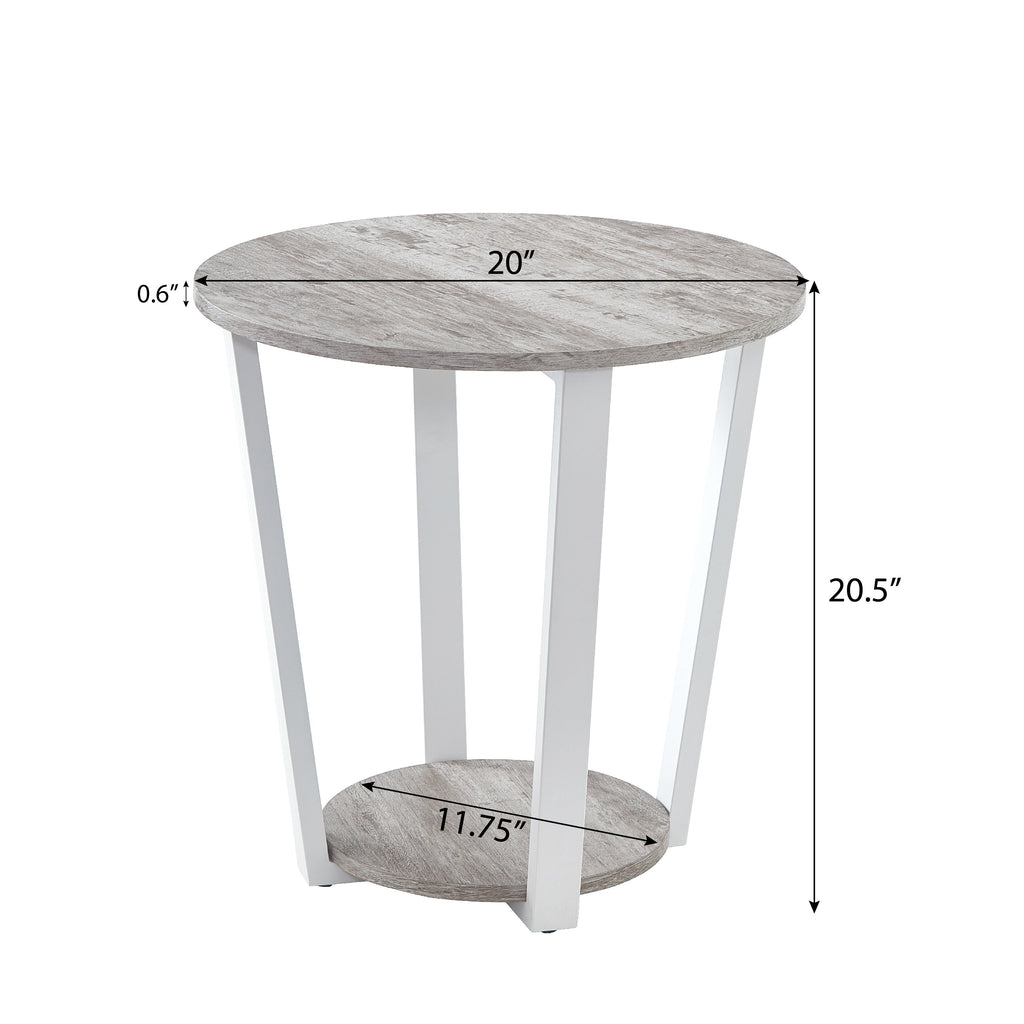 Elysian Contemporary Round End Table with Shelf