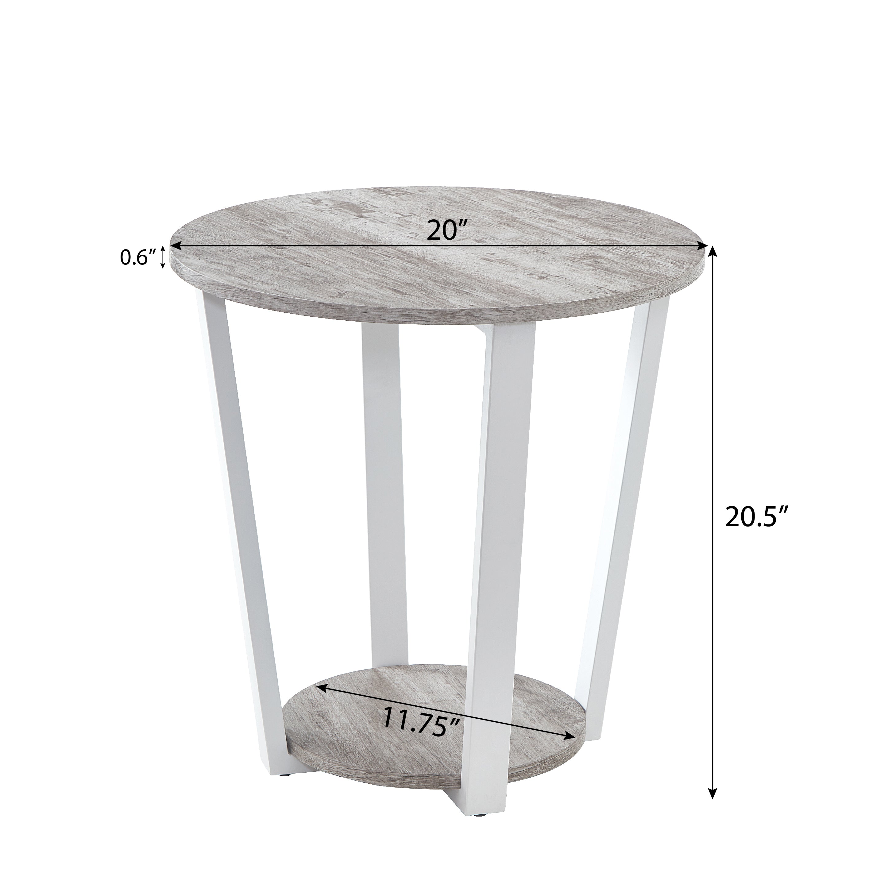 Elysian Contemporary Round End Table with Shelf