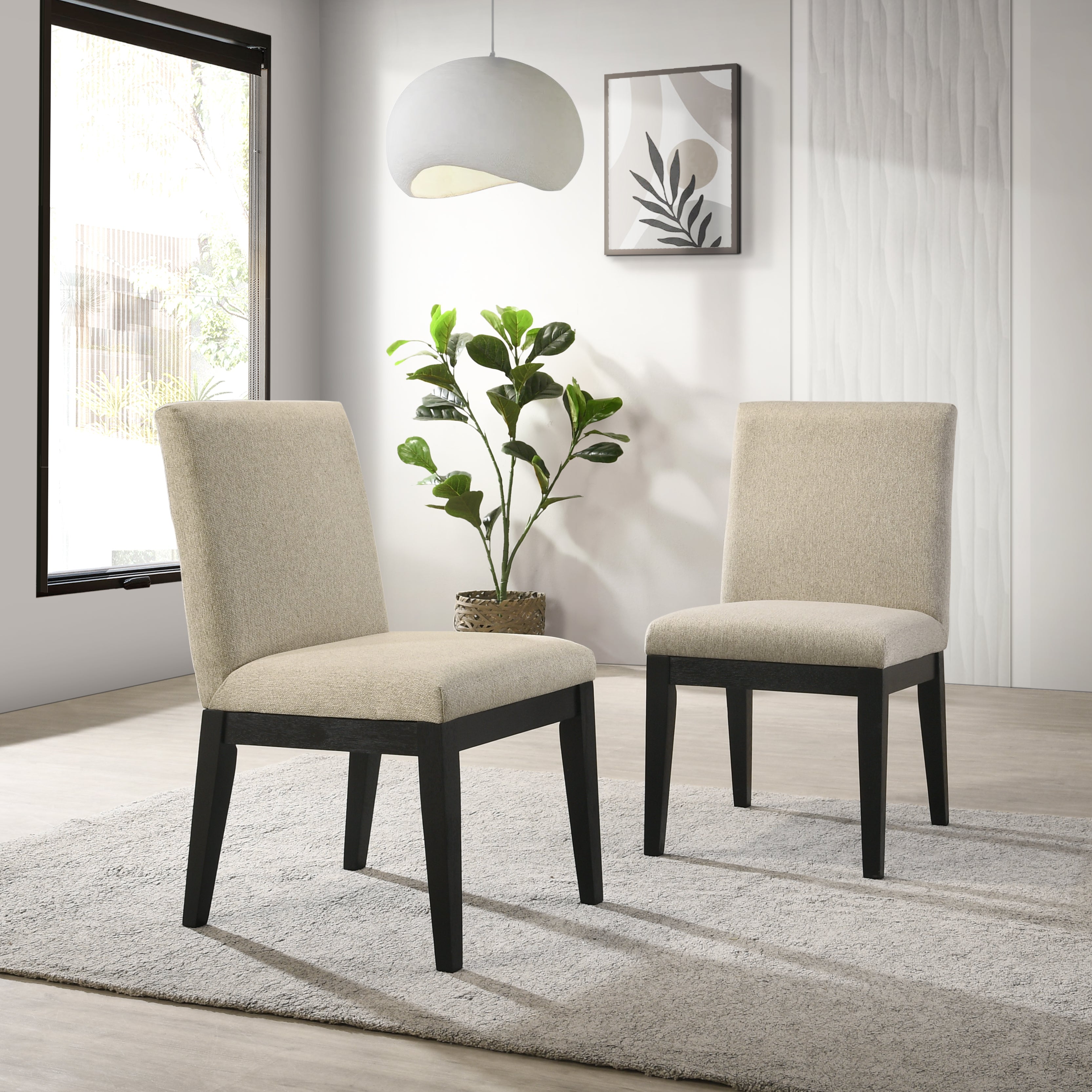 Rocco Contemporary Solid Wood Dining Chairs, Set of 2