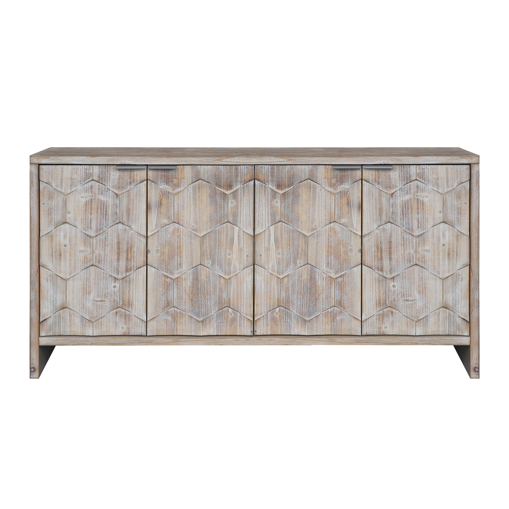 Farmhouse Style 4 Door Wooden Accent Cabinet