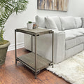 Corbeta Metal Frame Wood Living Room Chairside Table with Shelf, Aged Graphite