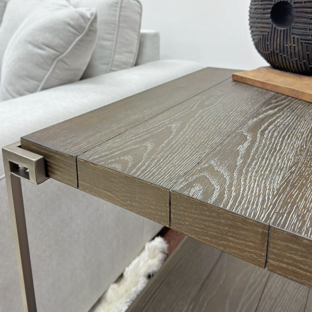 Corbeta Metal Frame Wood Living Room End Table with Shelf