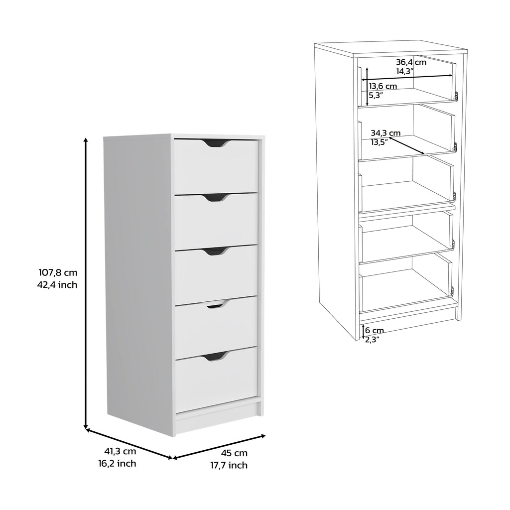 5-Drawer Slim Dresser