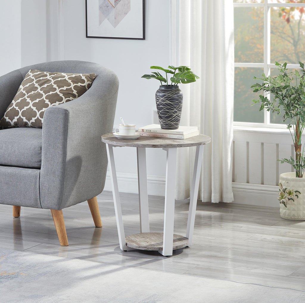 Elysian Contemporary Round End Table with Shelf