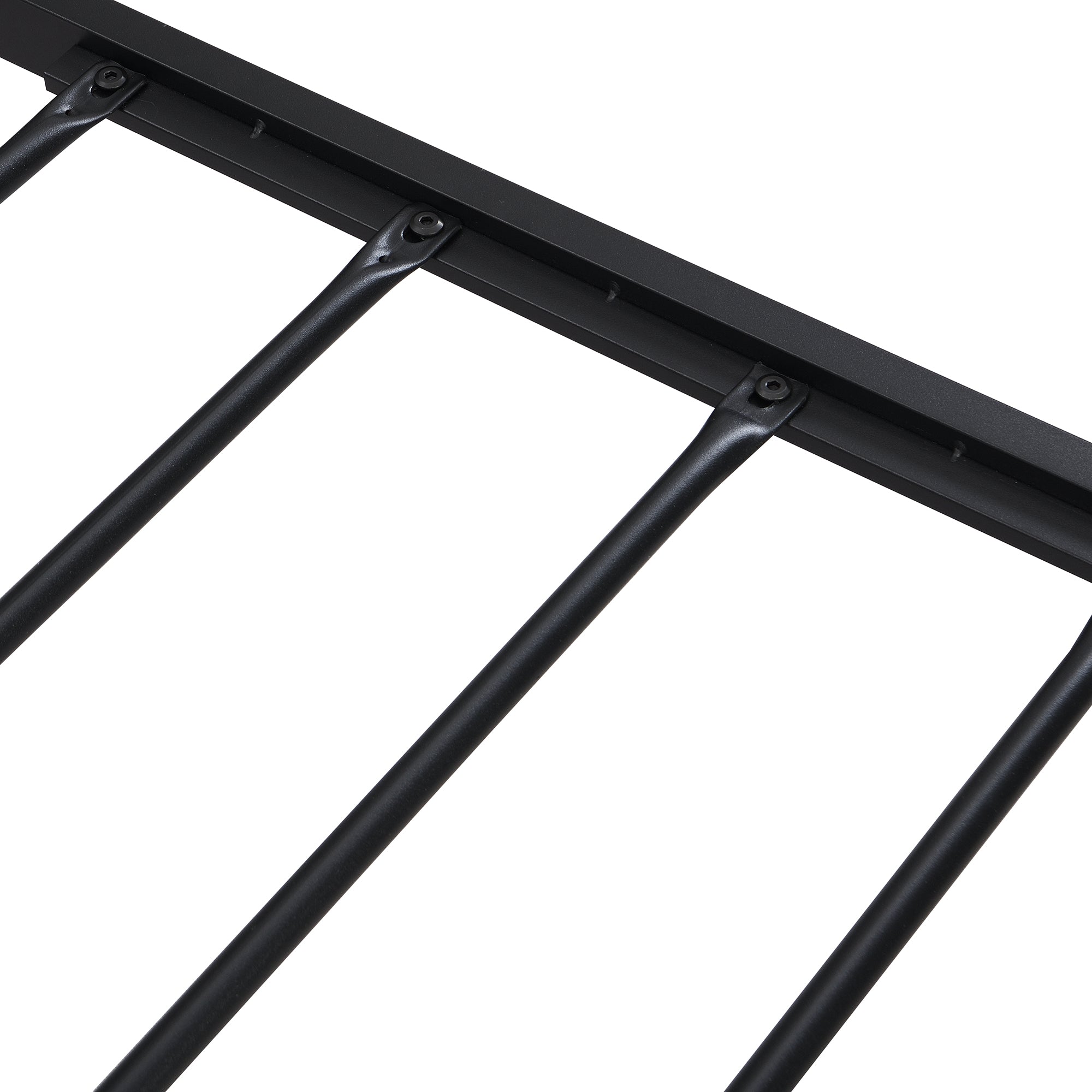 Full Size Metal Platform Bed Frame with Wooden Headboard