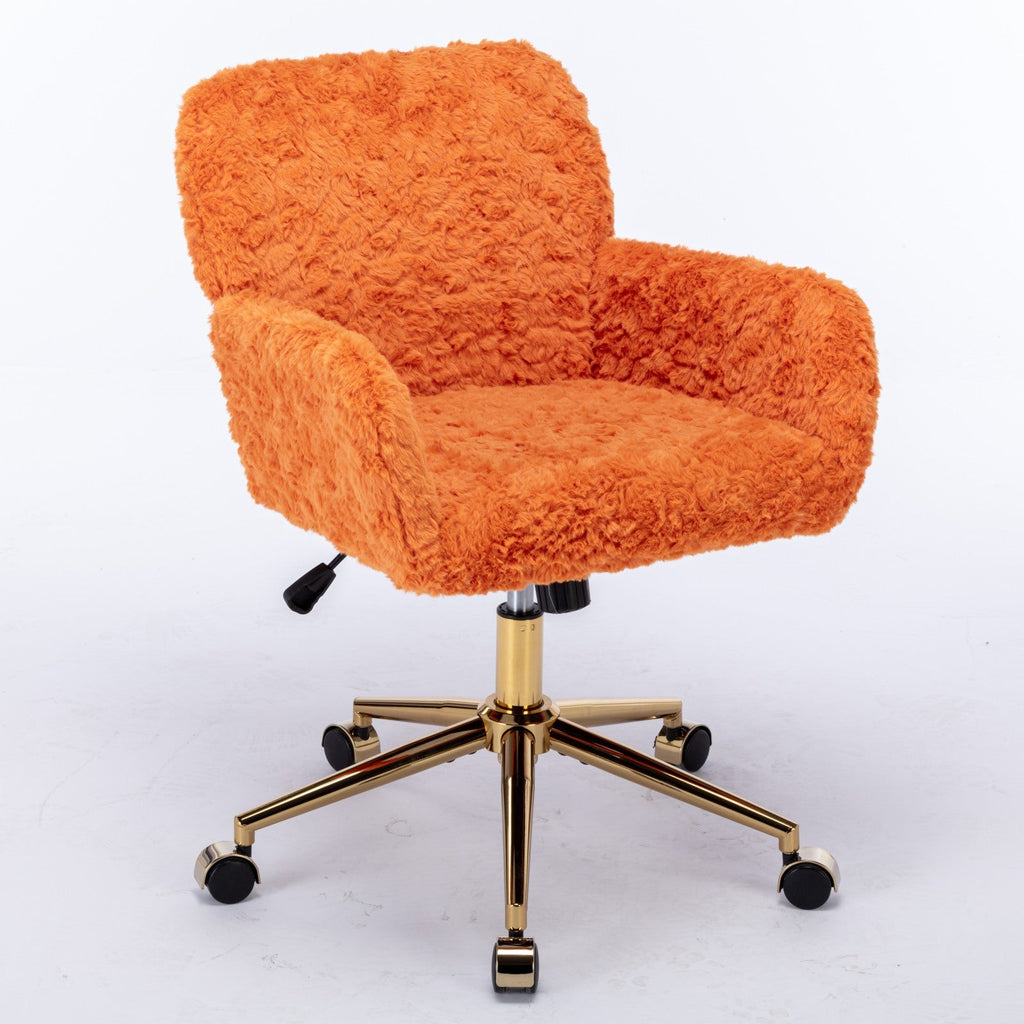A&A Furniture Office Chair - Adjustable Vanity Chair in Orange