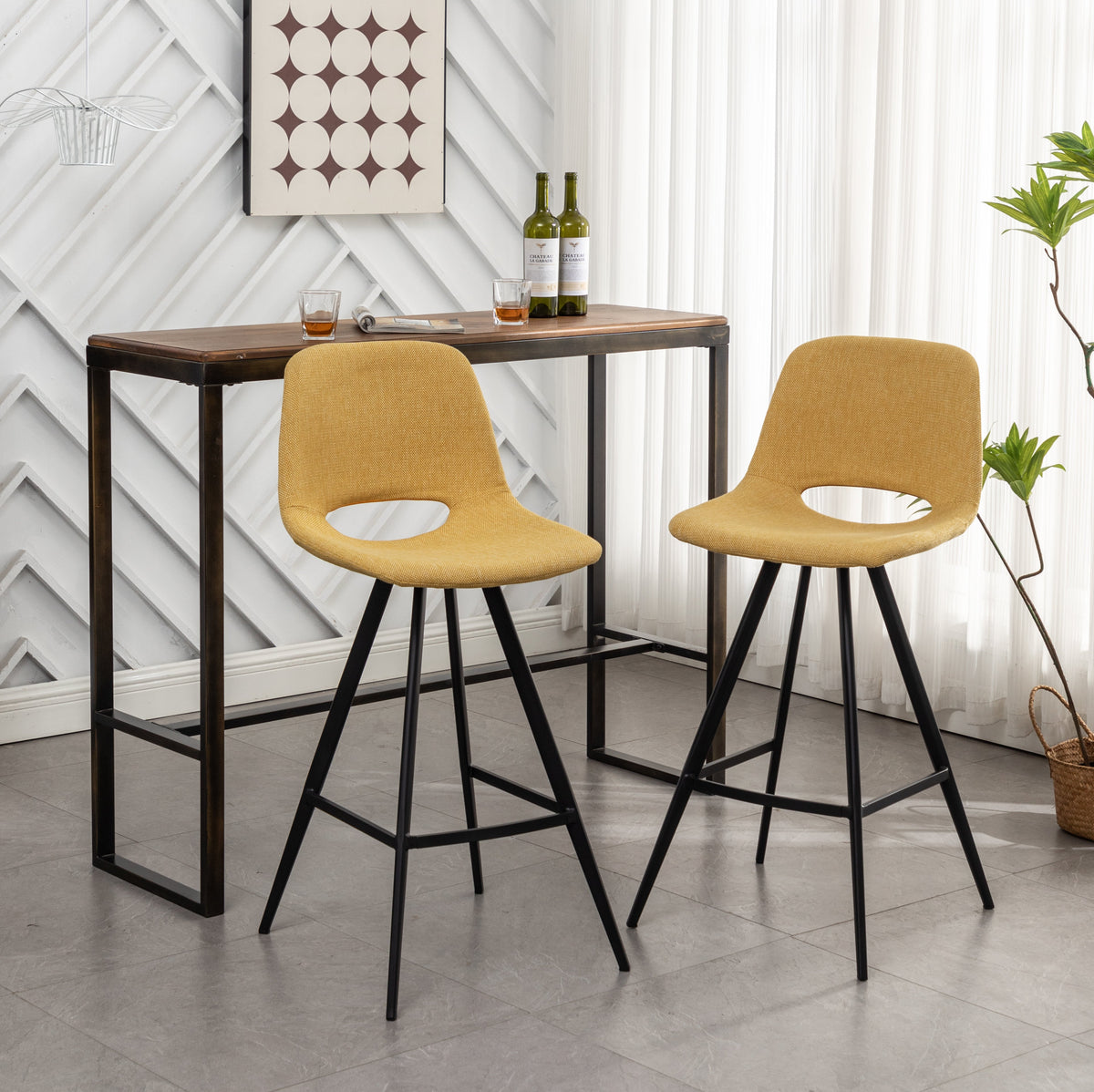 Porth Fabric Kitchen 28.25" Counter Height Stools, Set of 2