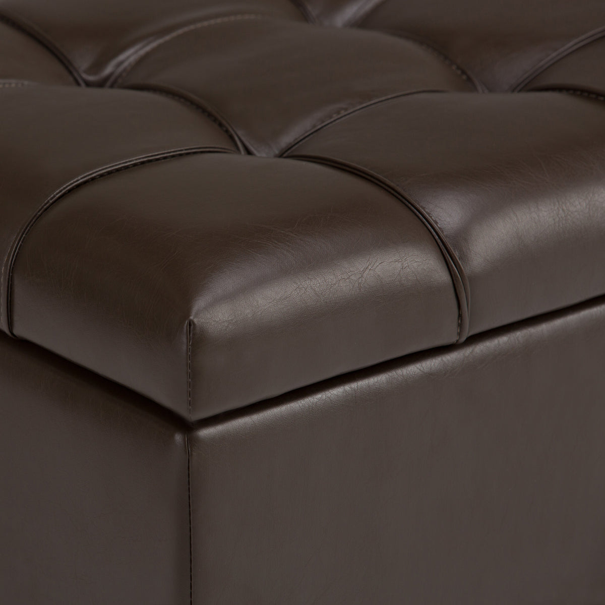 Sienna 33 Inch Wide Storage Ottoman Bench in Chocolate
