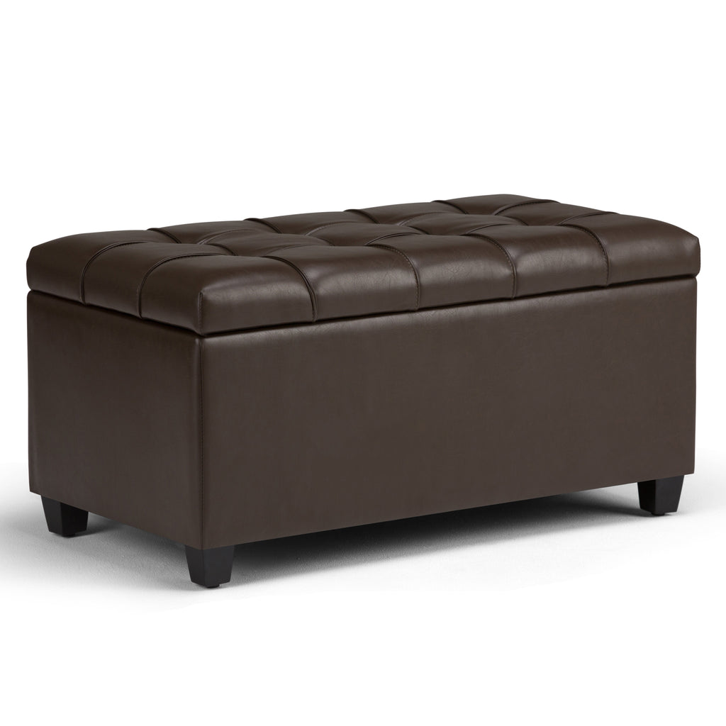 Sienna 33 Inch Wide Storage Ottoman Bench in Chocolate