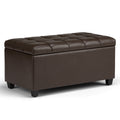 Sienna 33 Inch Wide Storage Ottoman Bench in Chocolate