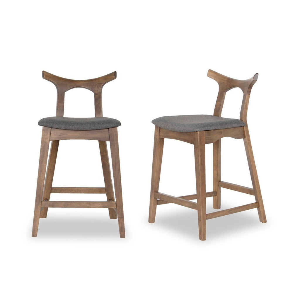 Hester Solid Wood Upholstered Square Bar Chair (Set of 2)