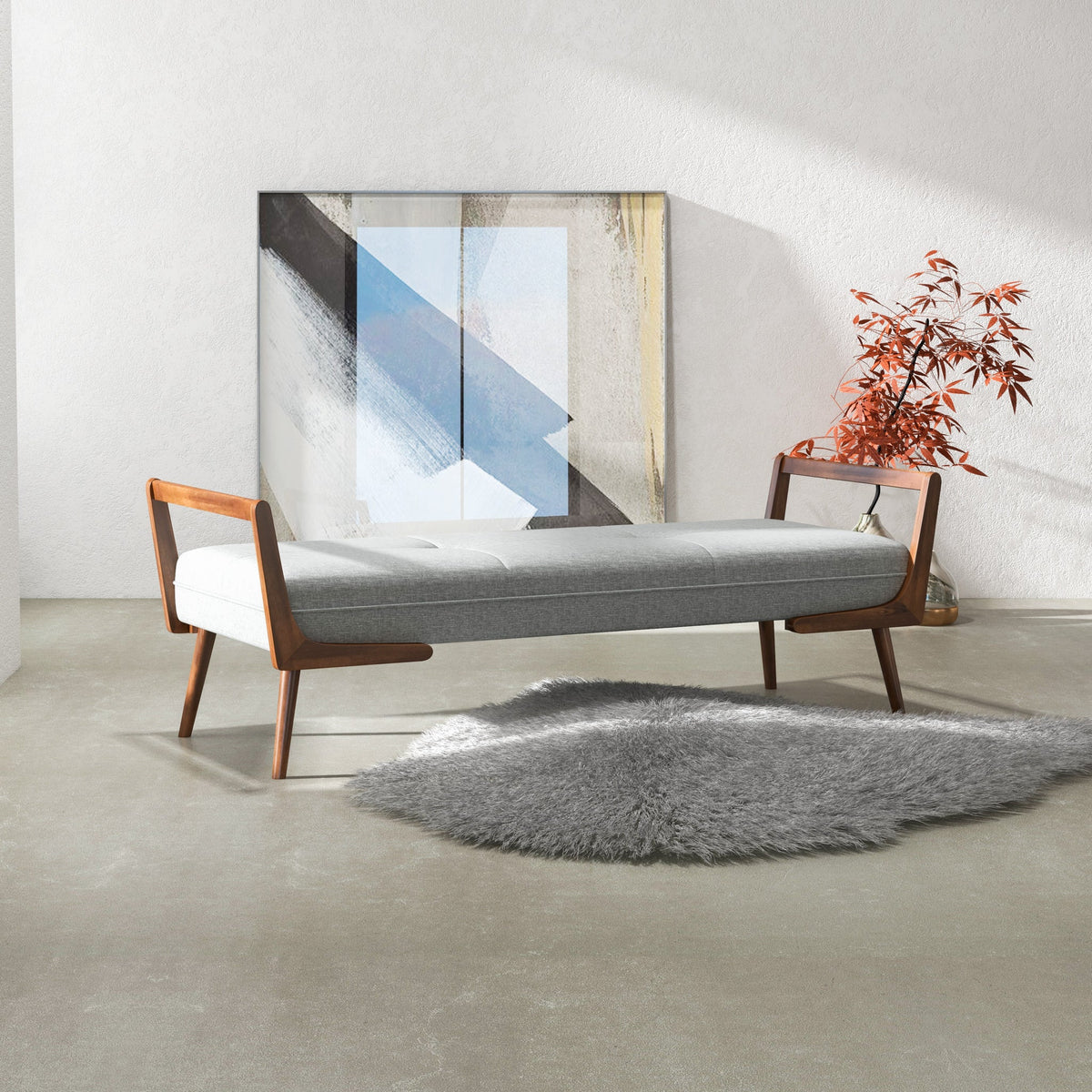 Modern Cora Mid Century Modern Bench