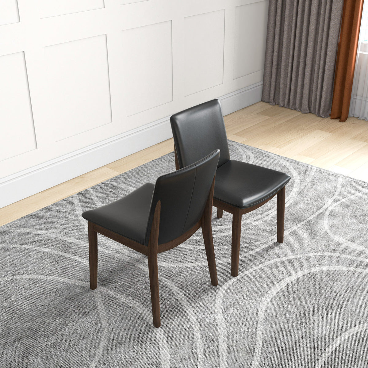 Laura Mid-Century Modern Solid Wood Dining Chair Set of 2
