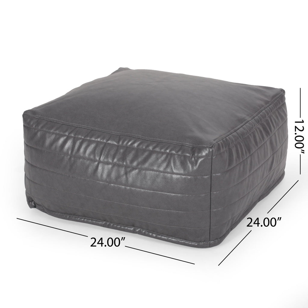 Bambo Faux Leather Rectangle Pouf