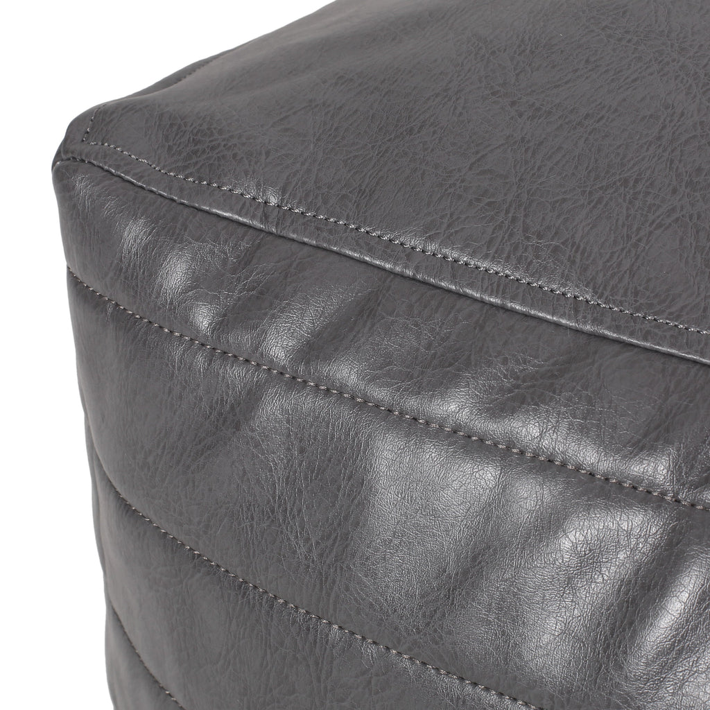 Bambo Faux Leather Rectangle Pouf