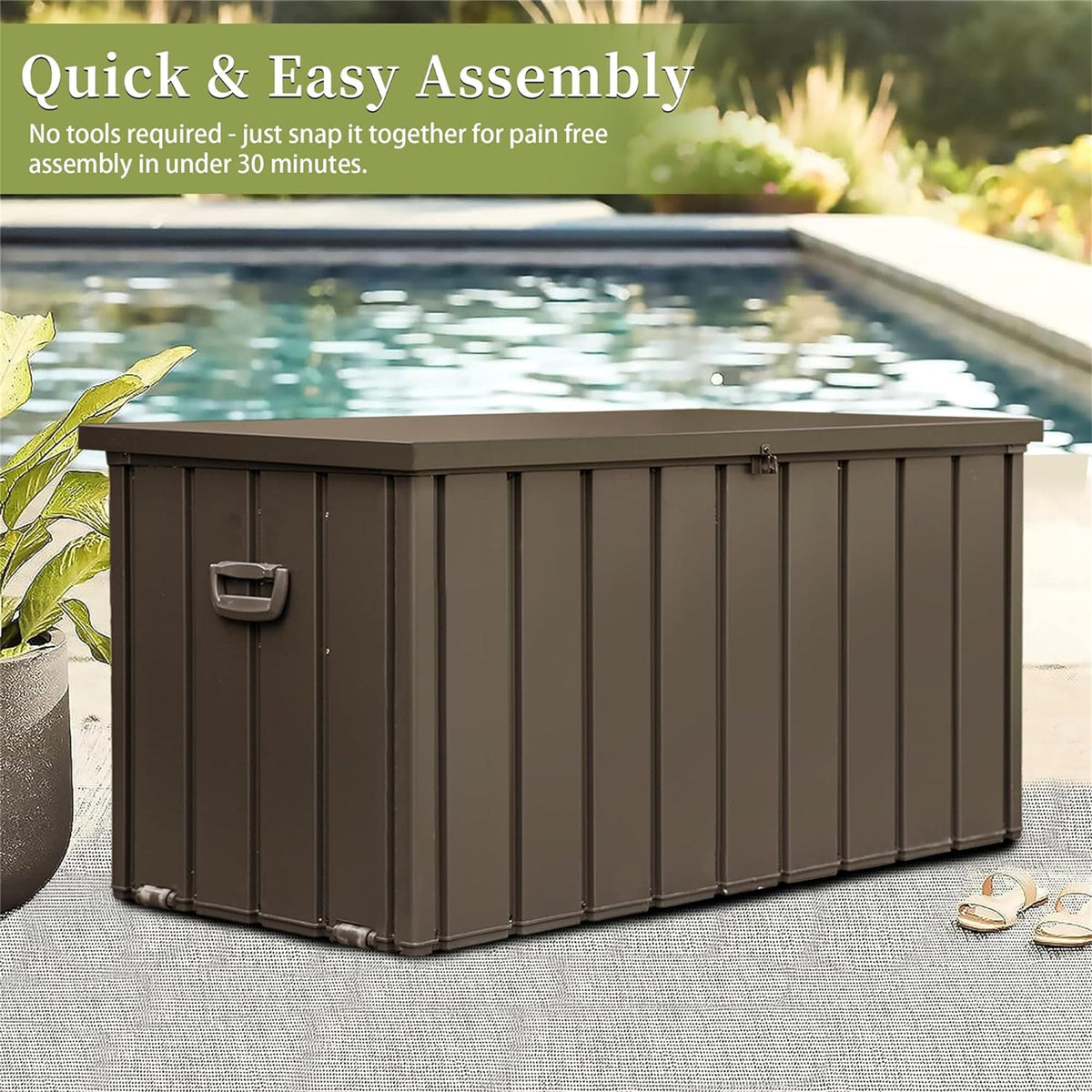 200 Gallon Outdoor Storage Deck Box - Waterproof & Lockable