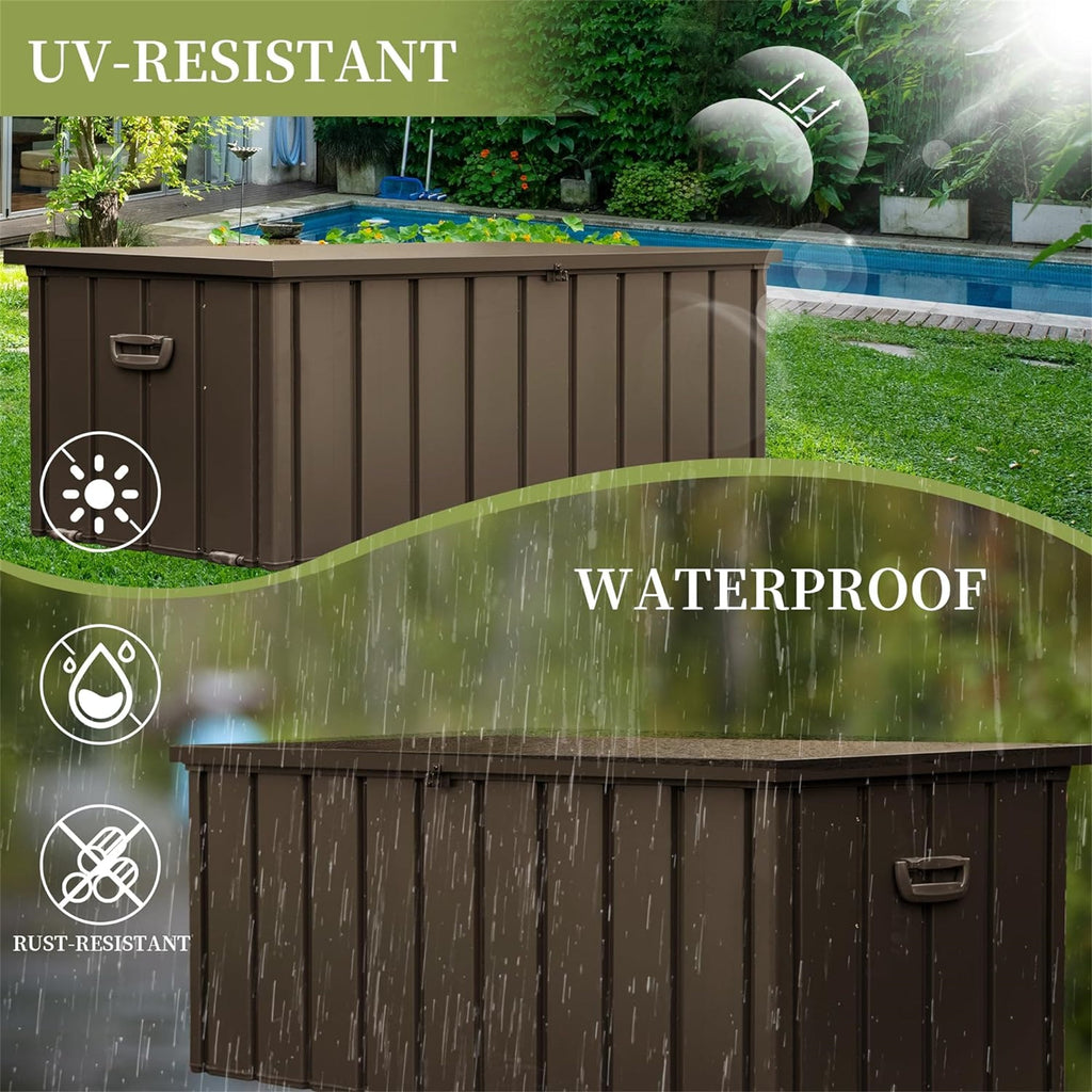 200 Gallon Outdoor Storage Deck Box - Waterproof & Lockable