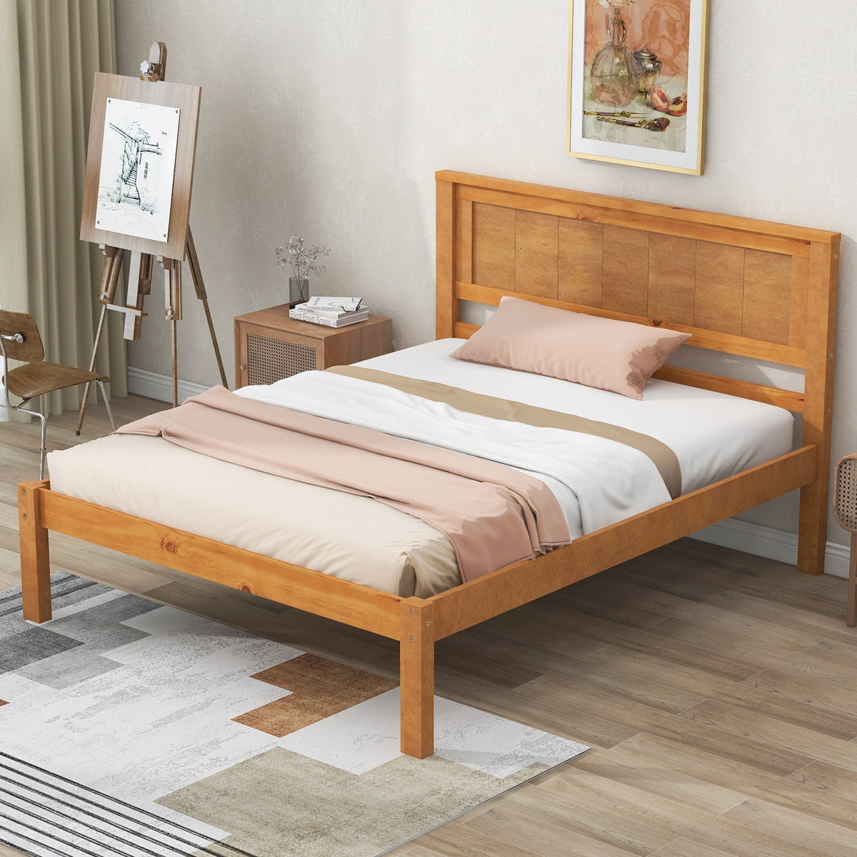 Twin Platform Bed Frame with Headboard