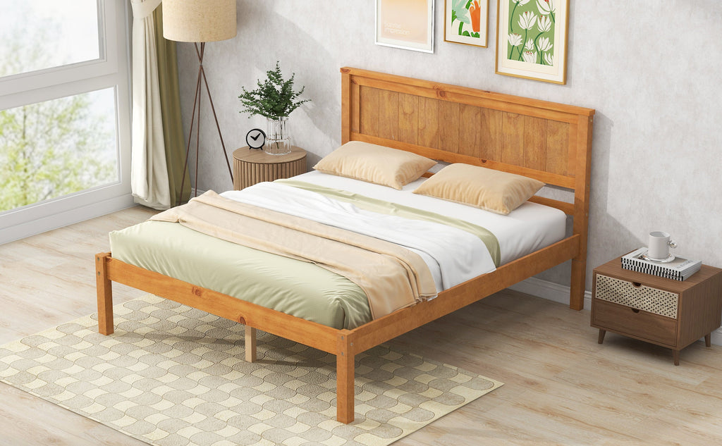Platform Bed Frame with Headboard, Wood Slat Support, Full