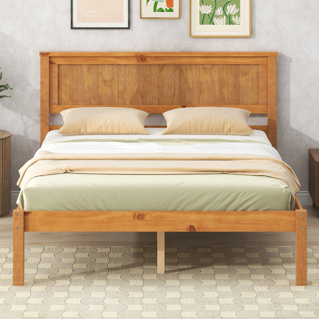 Platform Bed Frame with Headboard, Wood Slat Support, Full