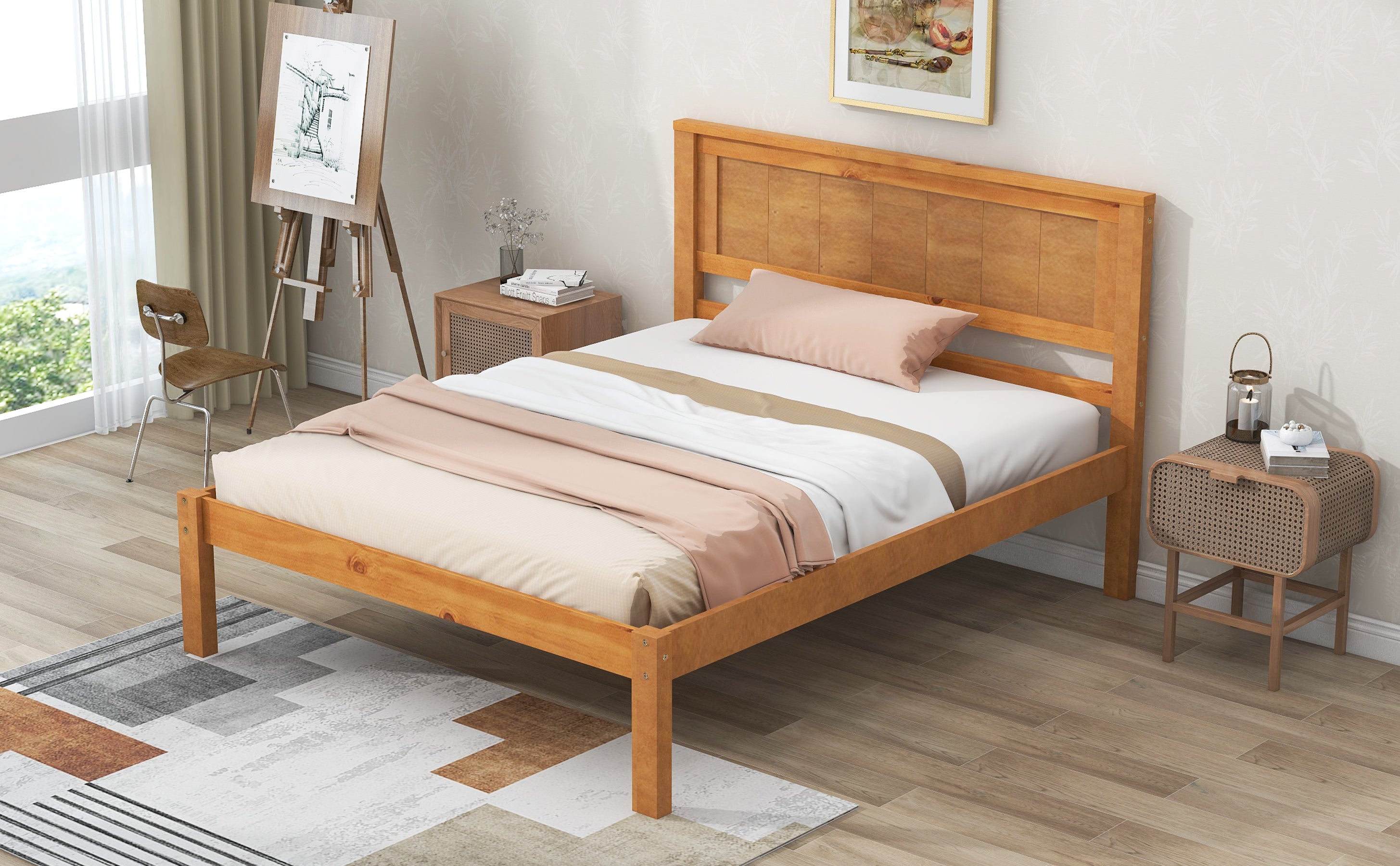 Twin Platform Bed Frame with Headboard