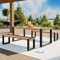 GO 3-Pieces Outdoor Dining Table with Benches