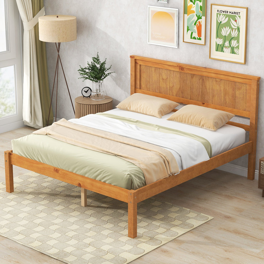Platform Bed Frame with Headboard, Wood Slat Support, Full