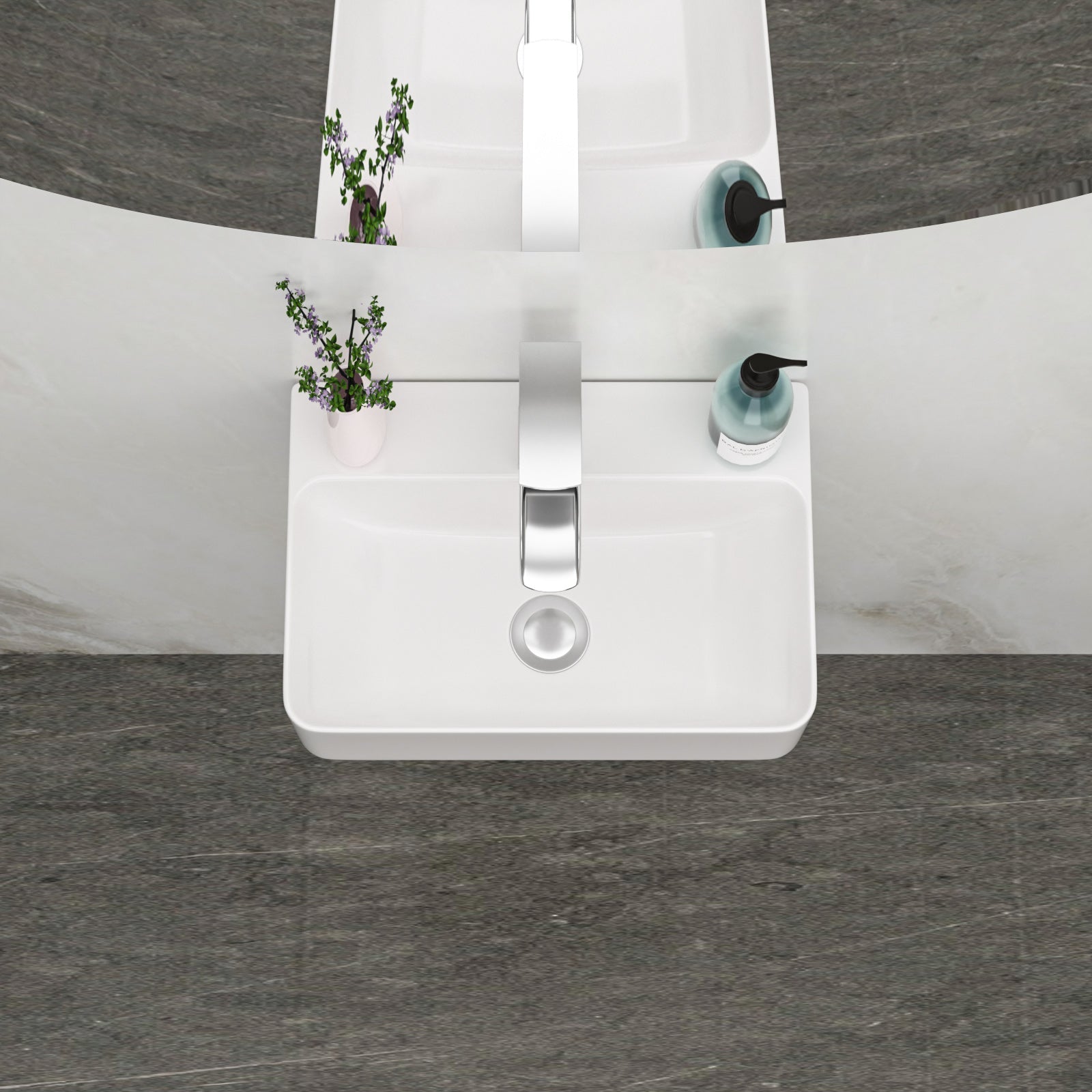 Stain Resistant Rectangular Bathroom Sink - 14.5x10 Inch