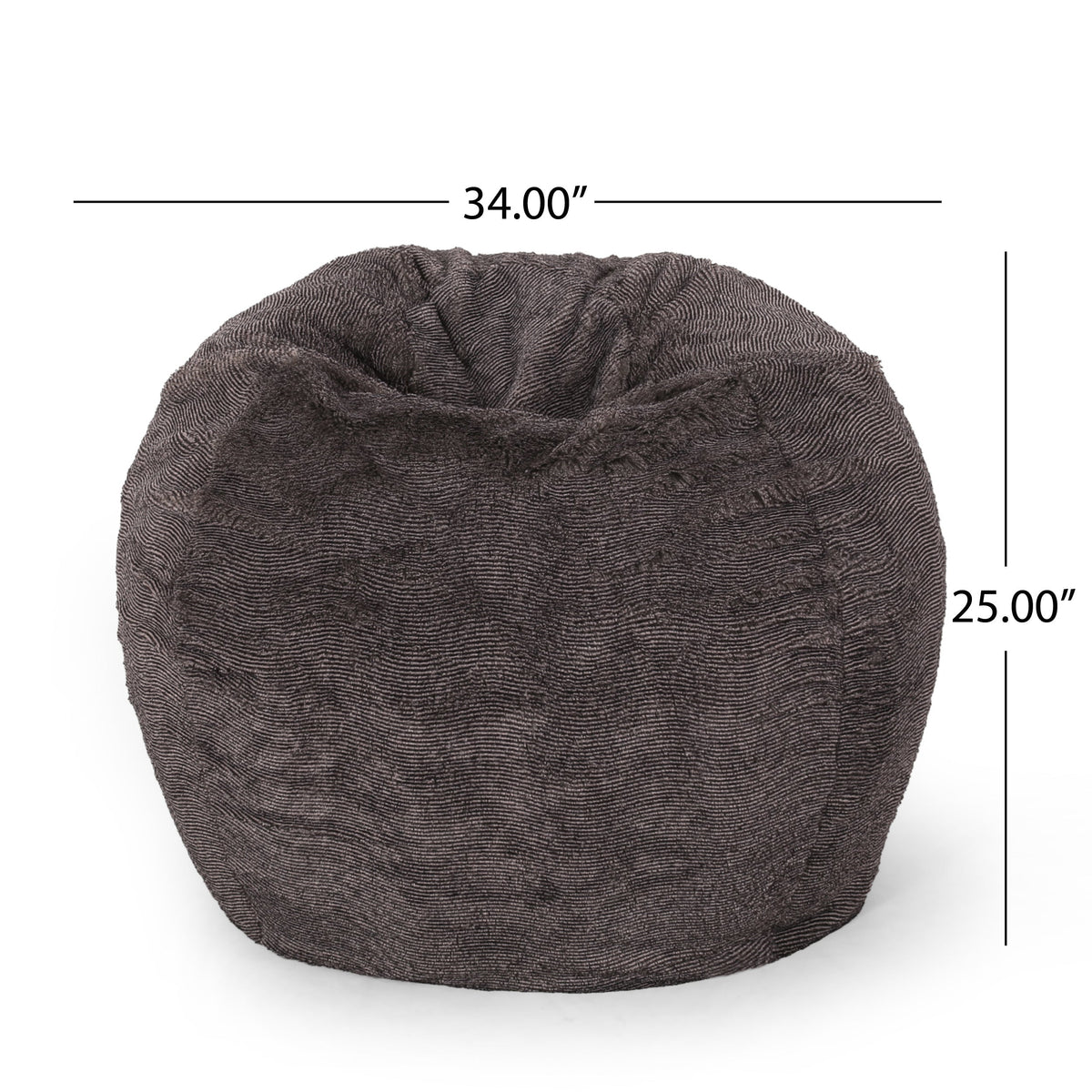 Vida 3 Foot Rounded Faux Fur Bean Bag, Brown/Beige