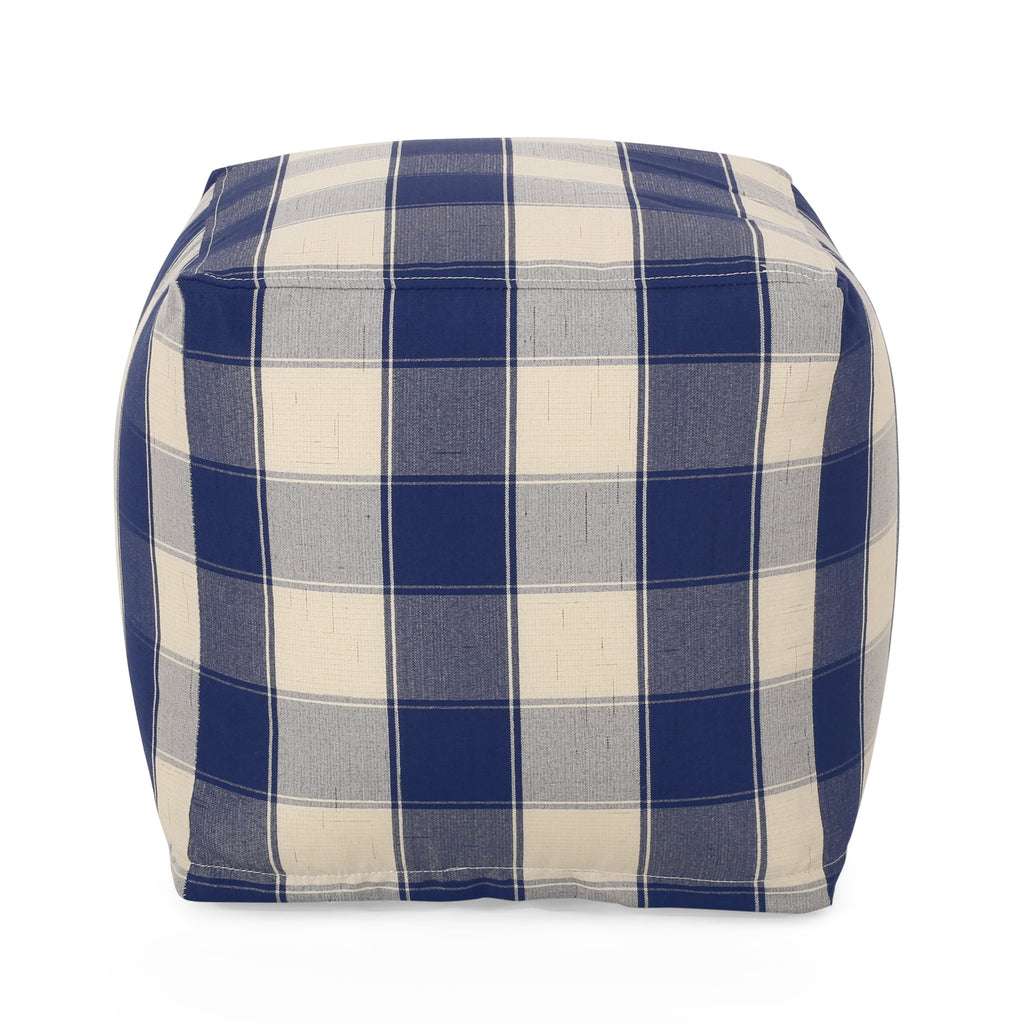 Connor Checkered Square Pouf