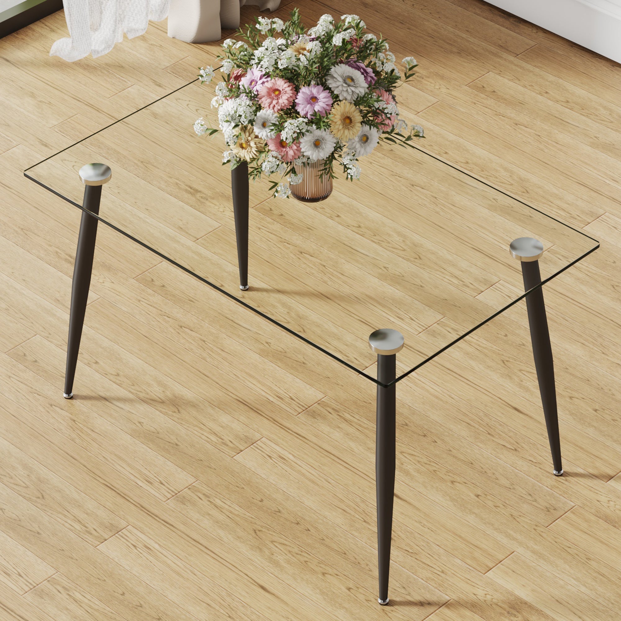 Modern Rectangular Glass Dining Table
