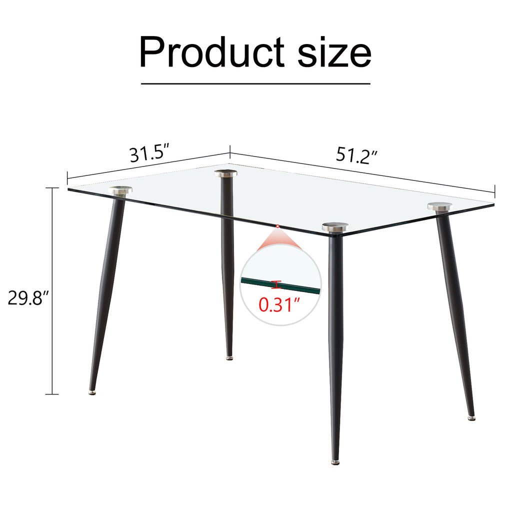 Modern Rectangular Glass Dining Table