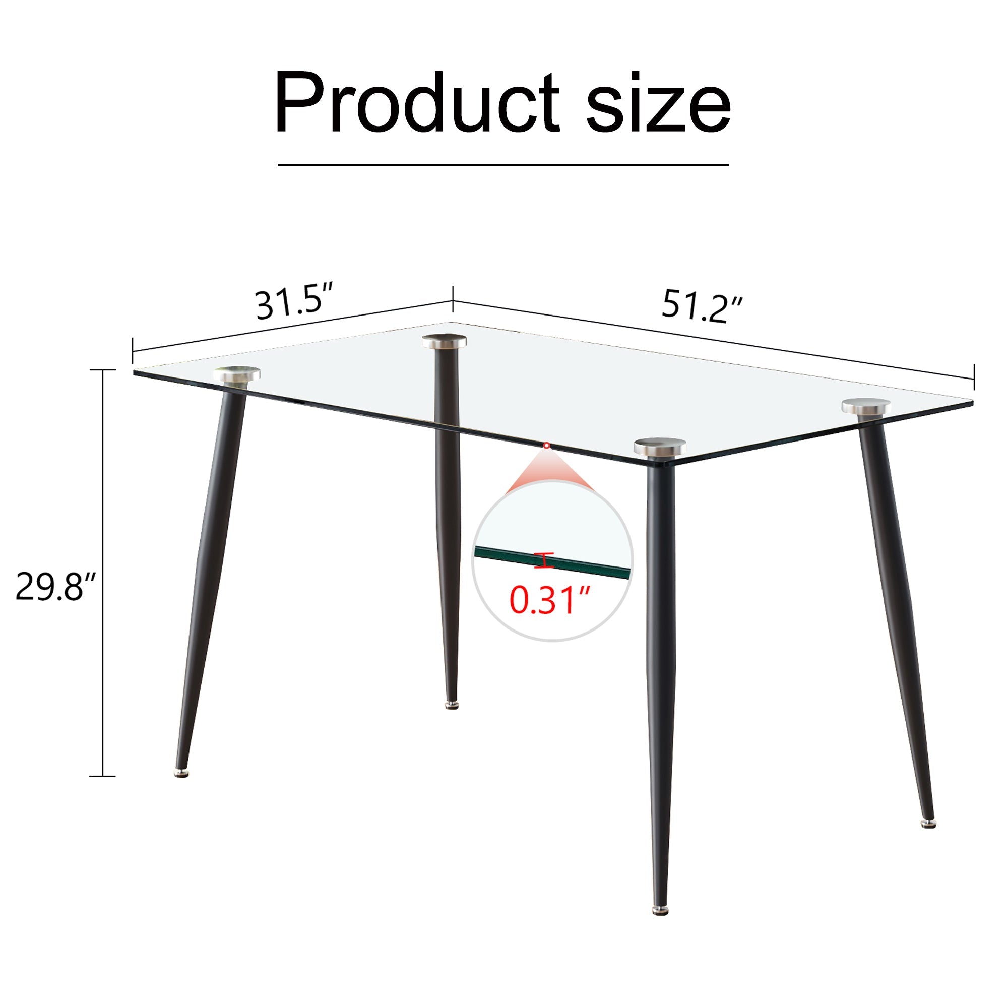 Modern Rectangular Glass Dining Table