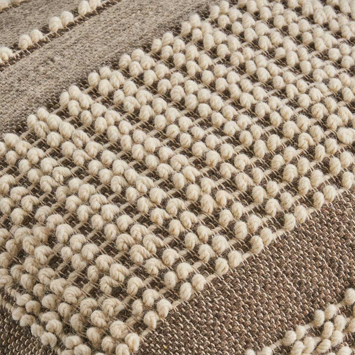 Rustic Wool and Cotton Large Pouf