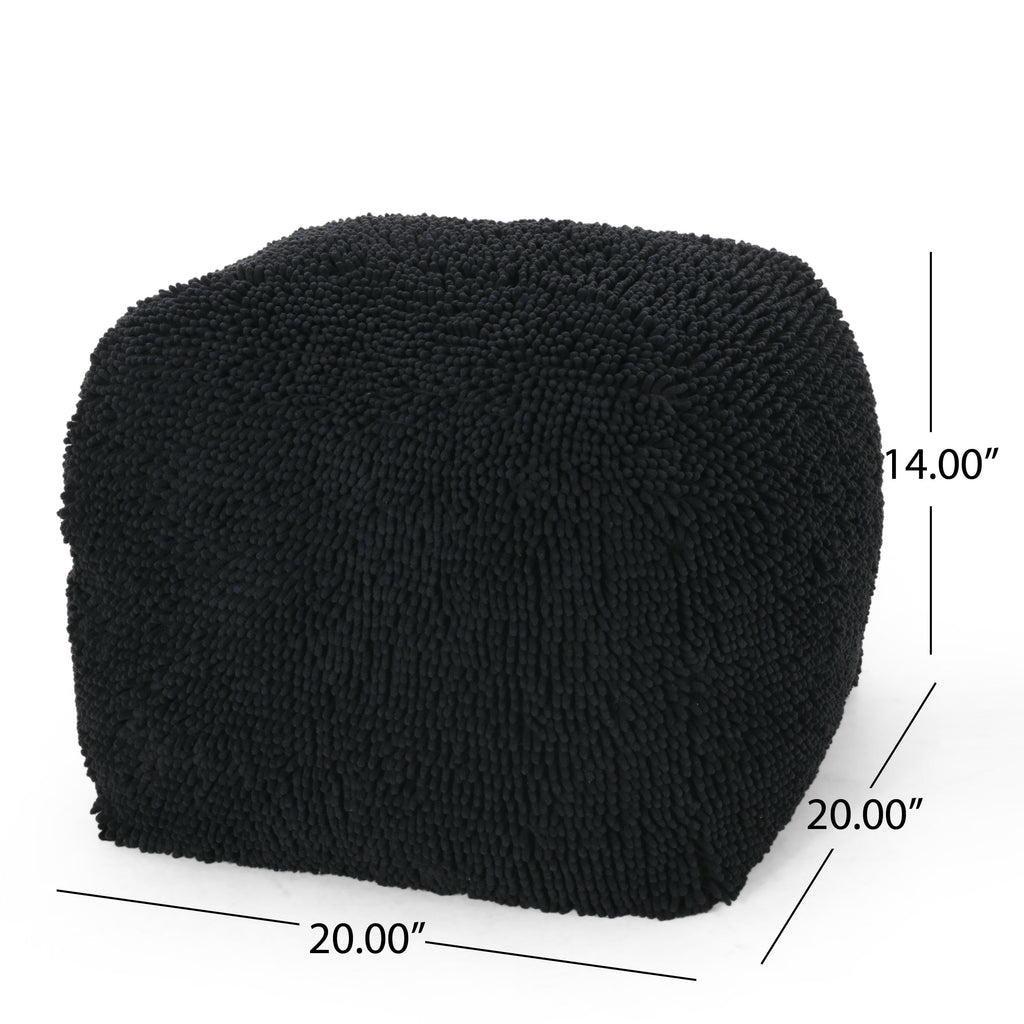 Spongy Microfiber Square Pouf, Dark