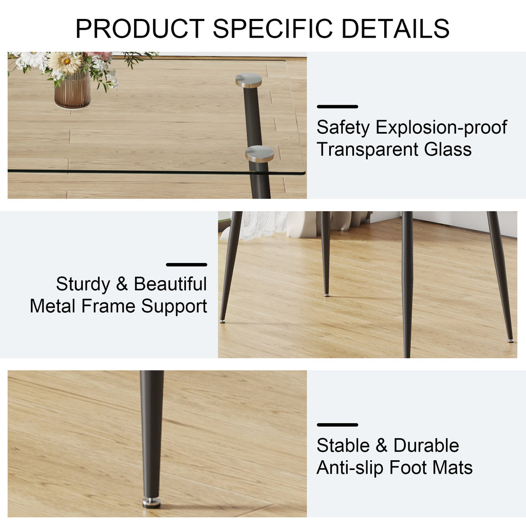 Modern Rectangular Glass Dining Table