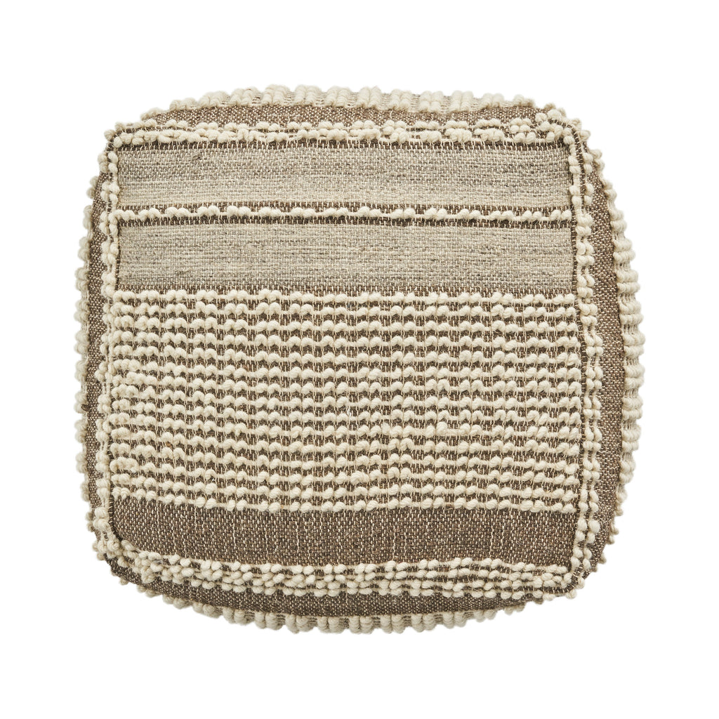 Rustic Wool and Cotton Large Pouf