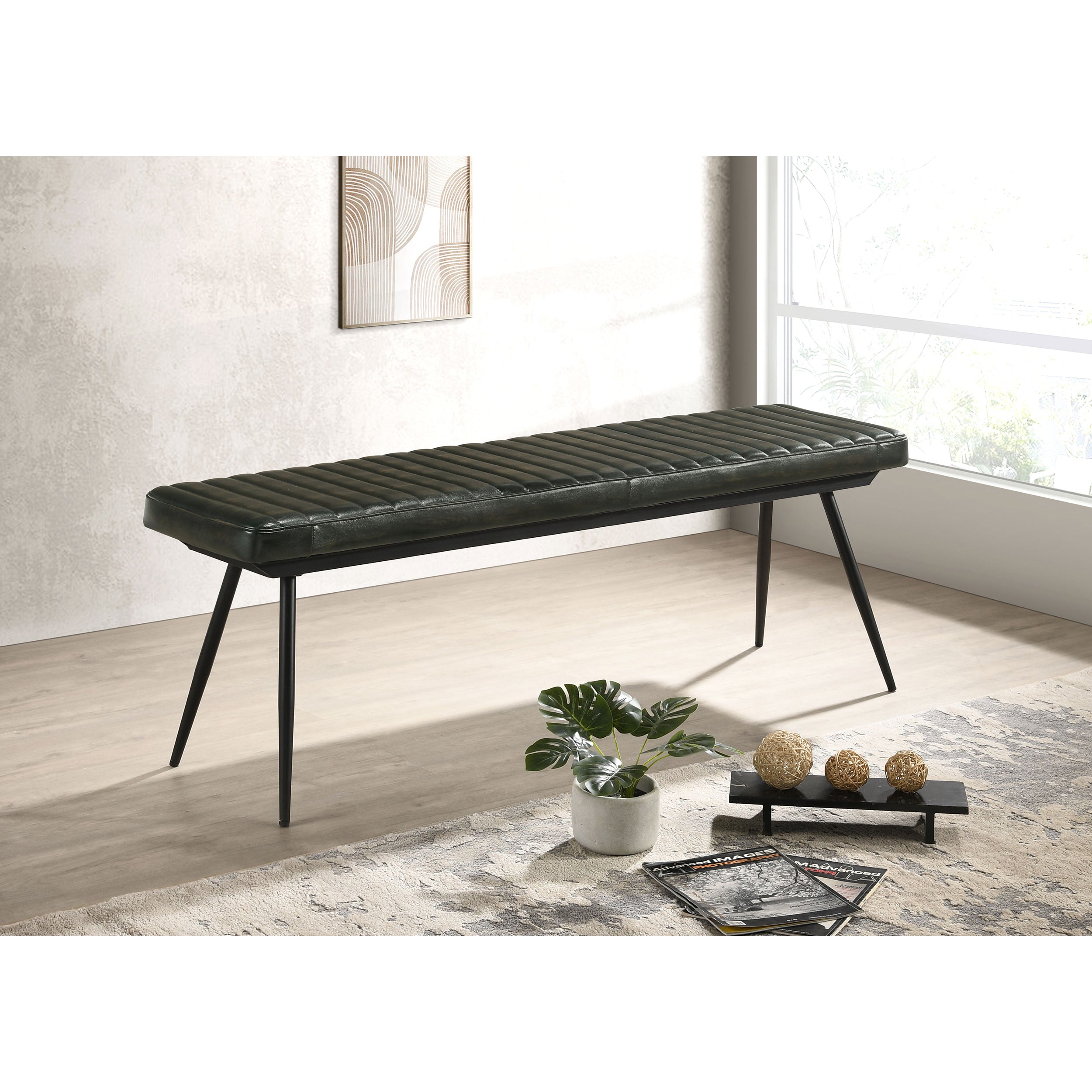 Espresso Upholstered Dining Bench