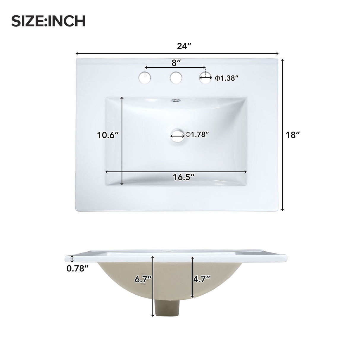 24-Inch Bathroom Vanity with Ceramic Sink