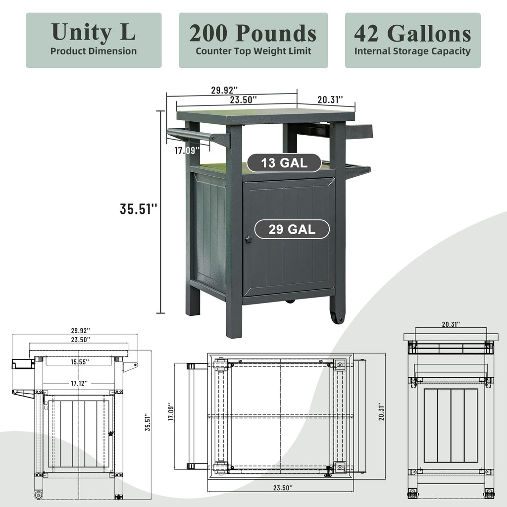 Grill Carts Outdoor with Storage and Wheels