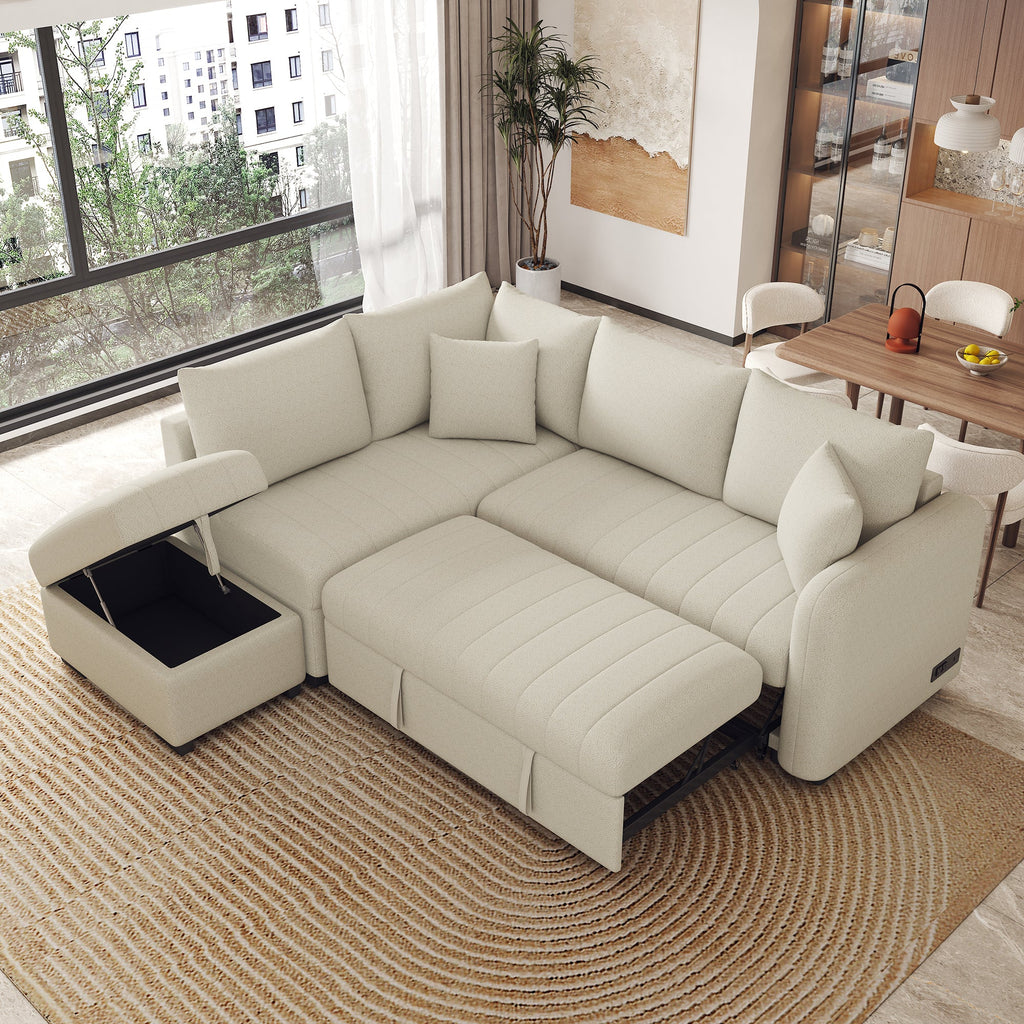 82.6" L-Shaped Sectional Pull Out Sofa Bed