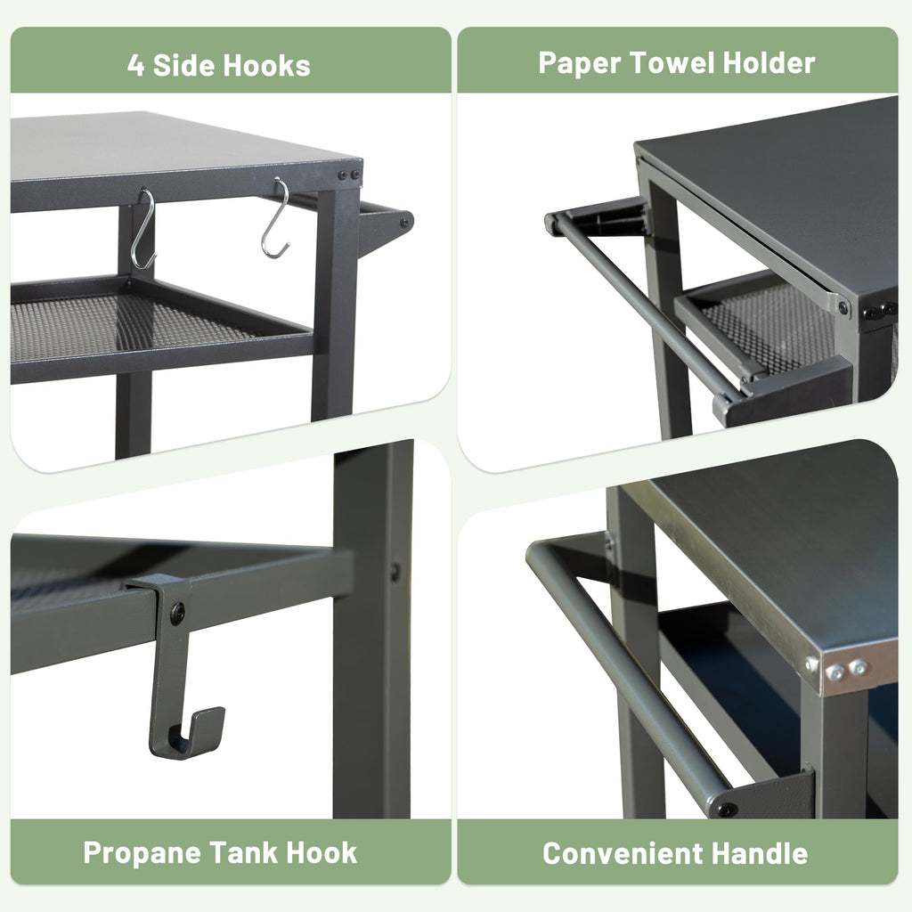 3-Shelf Outdoor Grill Table