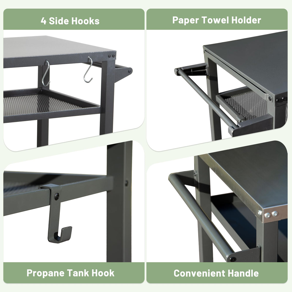 3-Shelf Outdoor Grill Table