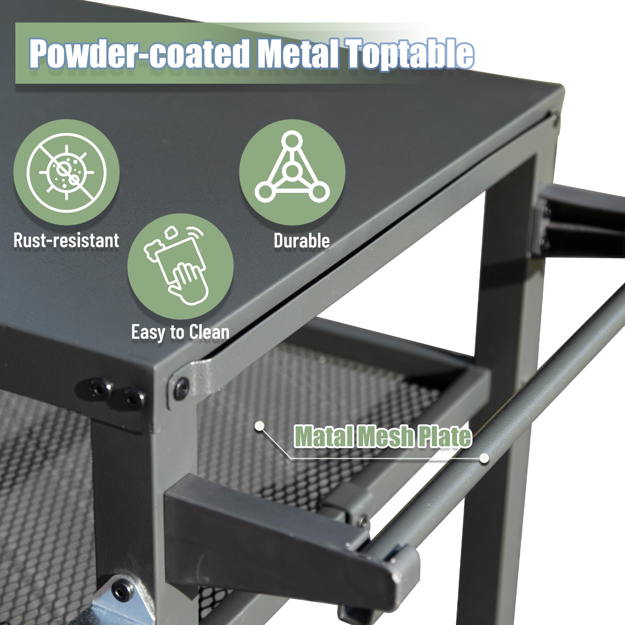 3-Shelf Outdoor Grill Table