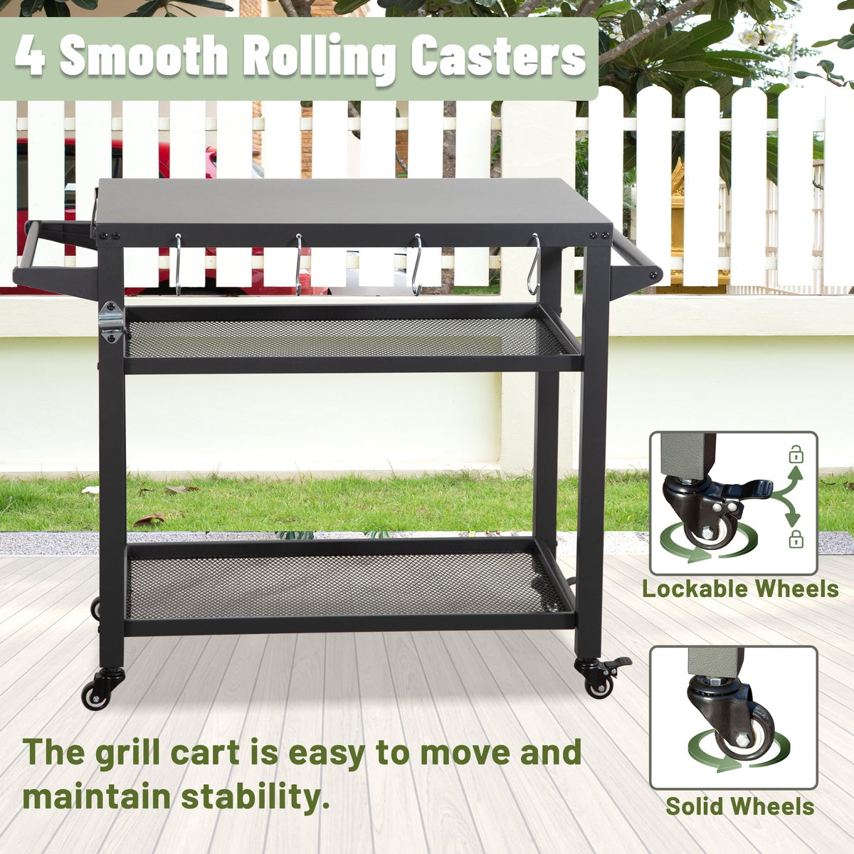 3-Shelf Outdoor Grill Table