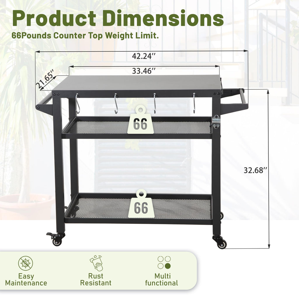 3-Shelf Outdoor Grill Table