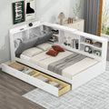 Wood Twin Size Platform Bed with Storage Headboard, Shelves and 2 Drawers