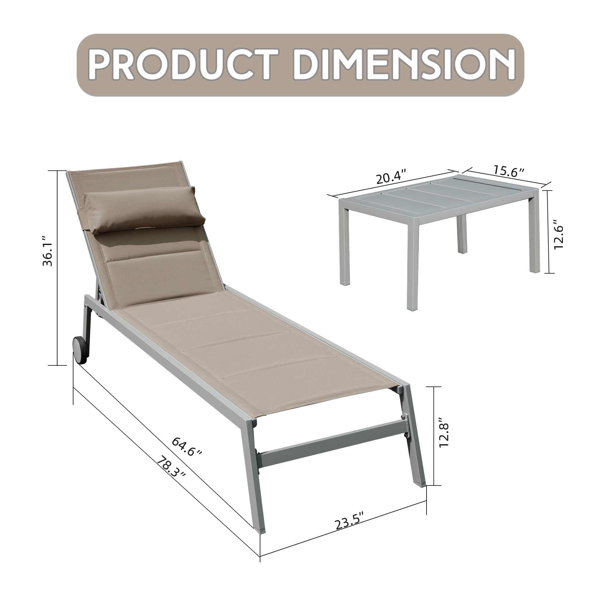 Outdoor Patio Chaise Lounge Set of 3