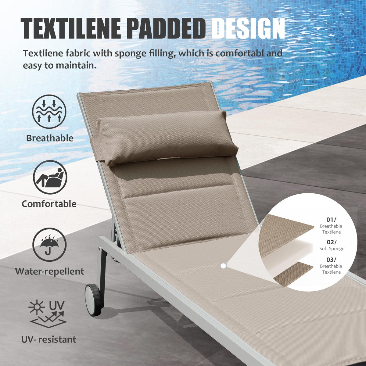 Outdoor Patio Chaise Lounge Set of 3